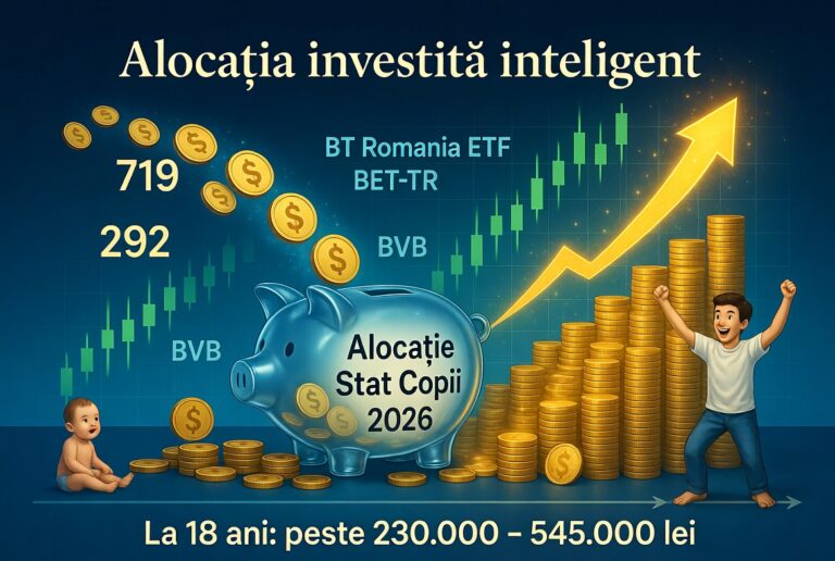 Alocația de stat pentru copii 2026: Cât ar avea copilul la 18 ani dacă investești lunar banii în bursă sau ETF?