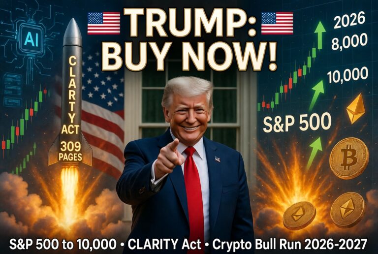 🚨 TRUMP VĂ SPUNE SĂ CUMPARAȚI ACUM ACȚIUNI ȘI CRYPTO! CLARITY Act de 309 pagini + S&P 500 la 10.000 în 2027. Ce urmează pentru Bitcoin, Ethereum și portofoliul tău?